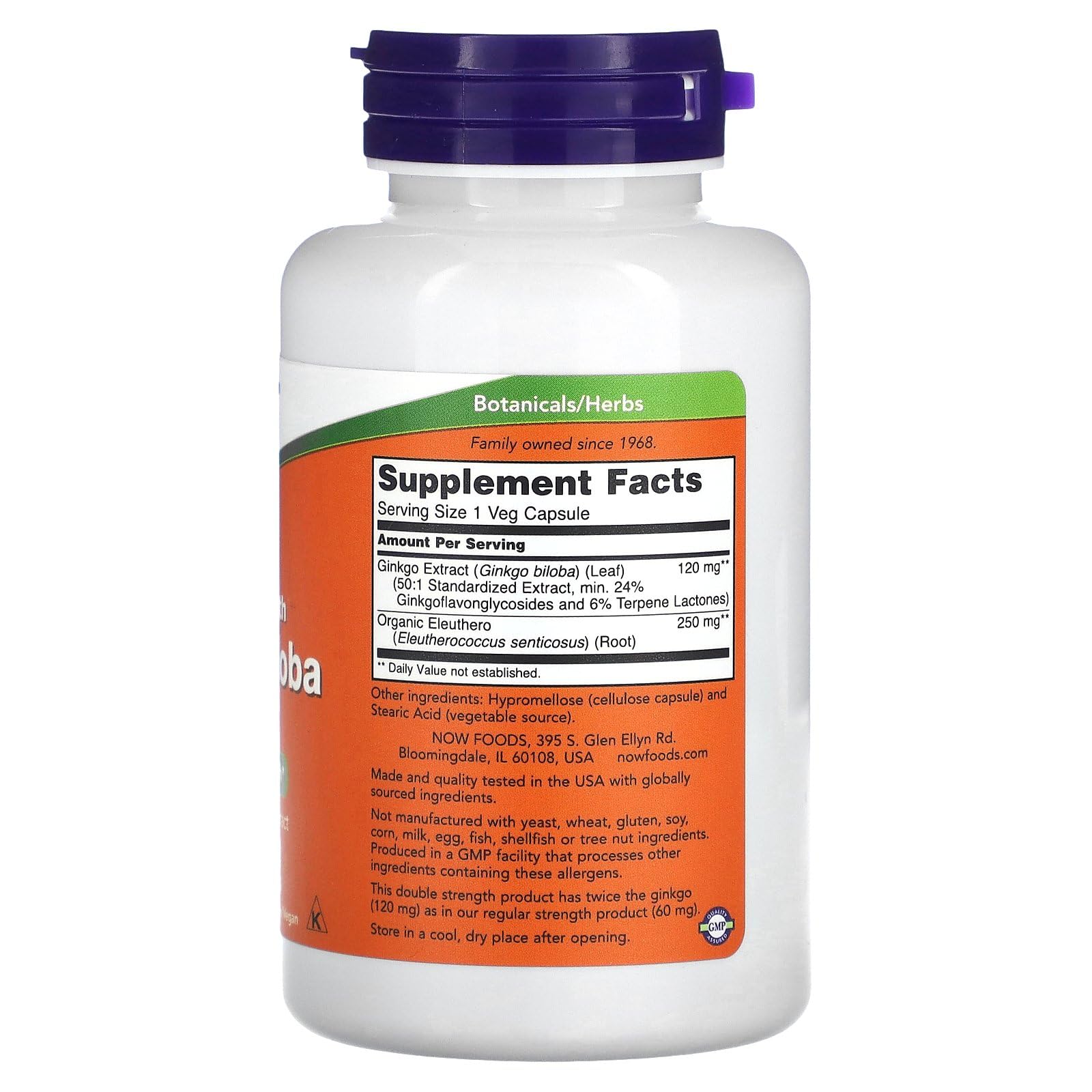 NOW Foods Ginkgo Biloba capsules offer vegan ease for daily focus.