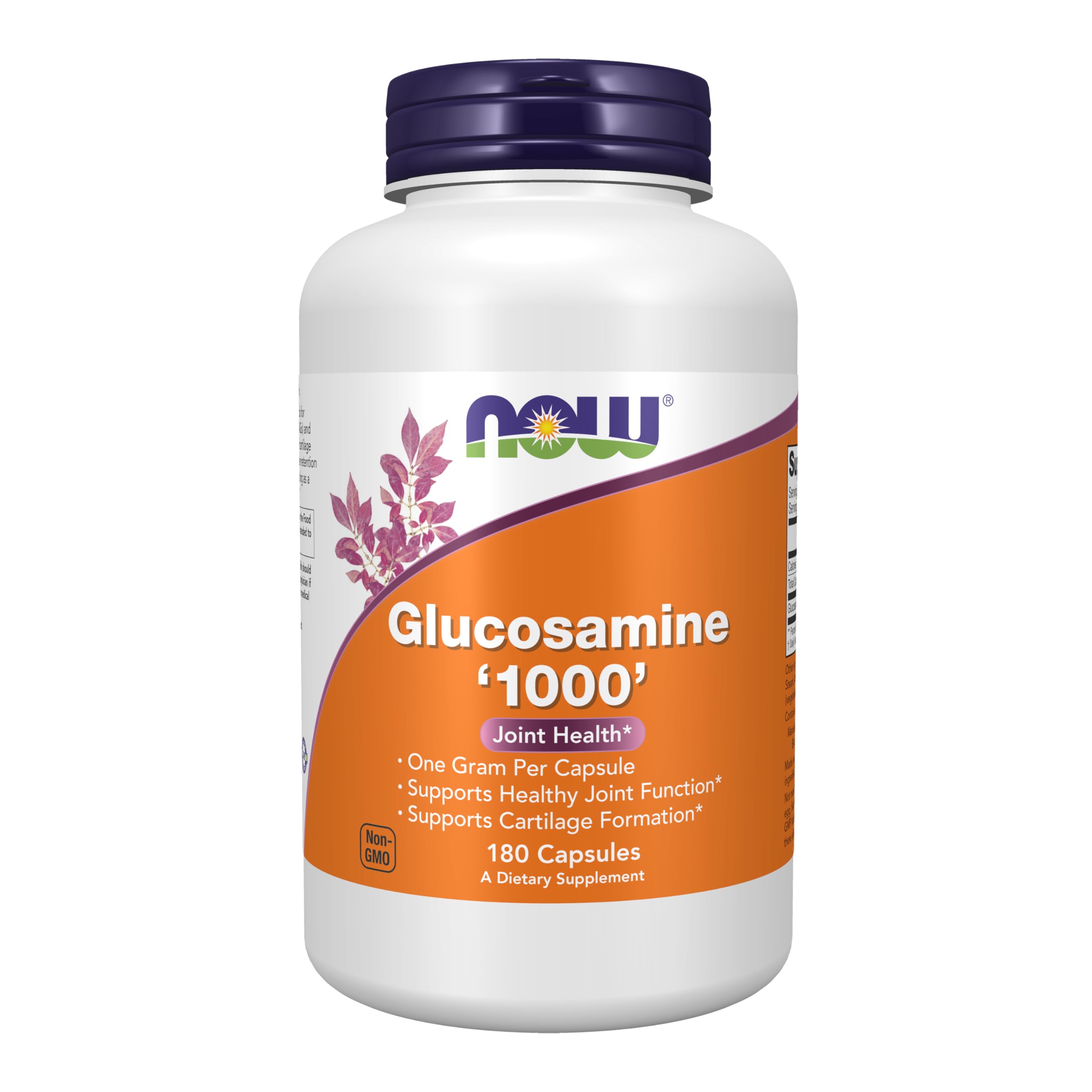 NOW Foods Glucosamine 1000 bottle front promotes joint support