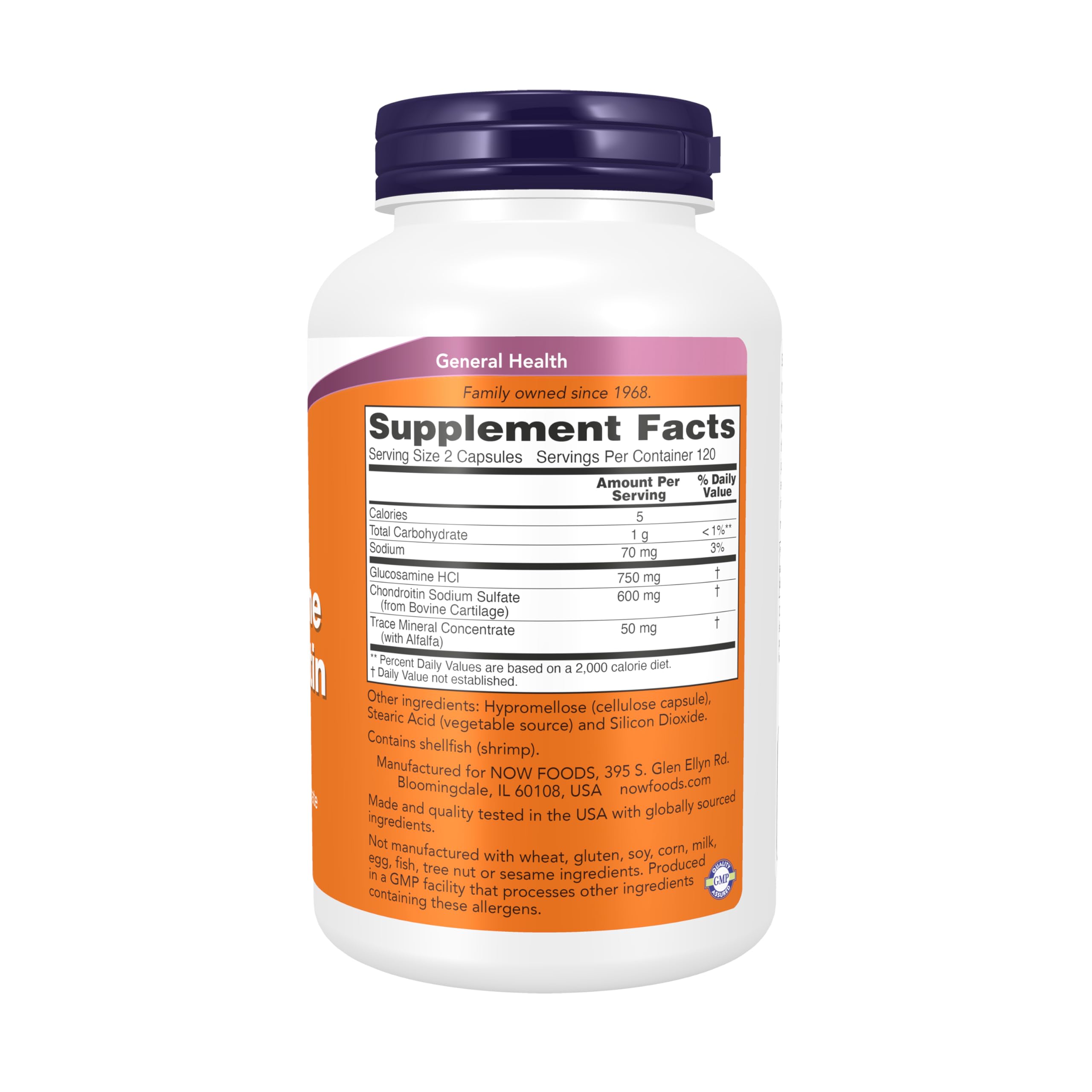 NOW Foods Glucosamine & Chondroitin capsules closeup for daily use