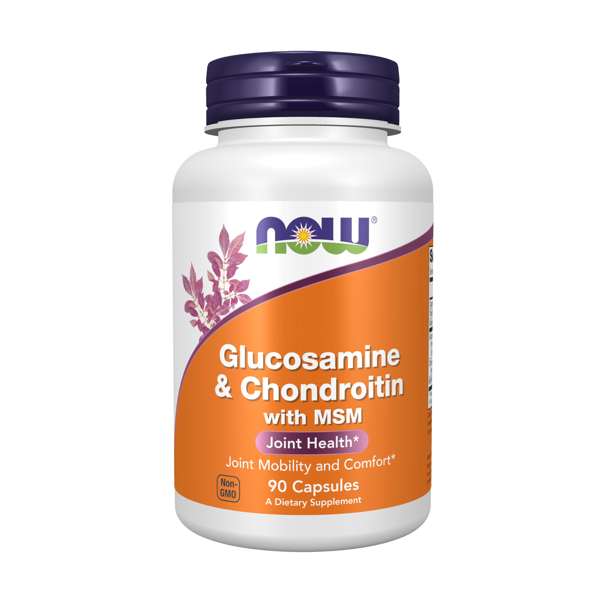 NOW Foods Glucosamine-Chondroitin-MSM bottle pour showing daily joint support.