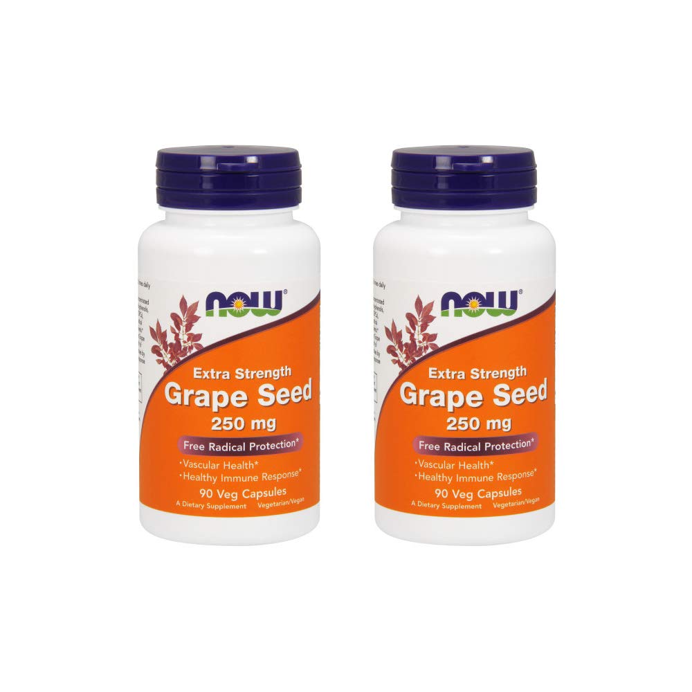 NOW Foods Grape Seed Extract bottle highlights concentrated polyphenols for daily use.