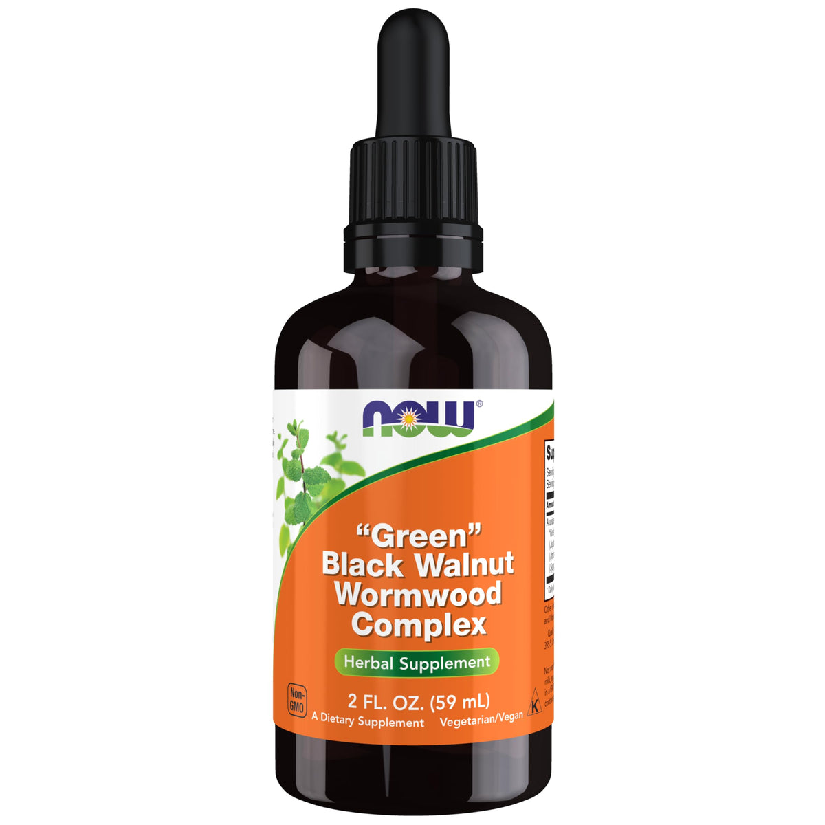 NOW Foods Green Black Walnut Wormwood Complex bottle front showing the herbal blend for daily wellness