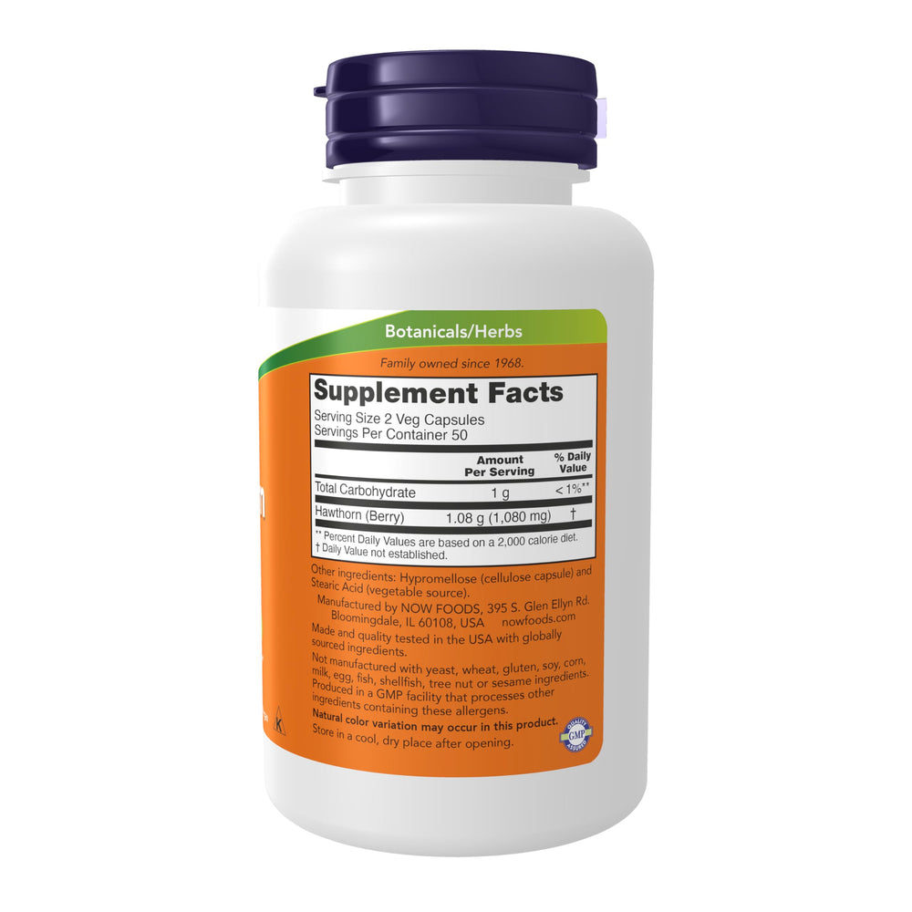 NOW Foods Hawthorn Berry 540 mg cápsulas fáciles de tragar para tu rutina