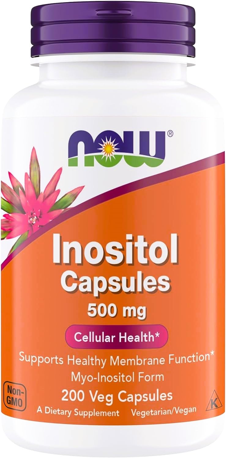 NOW Foods Inositol 500 mg bottle supports healthy membrane function.