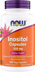 NOW Foods Inositol 500 mg bottle supports healthy membrane function.