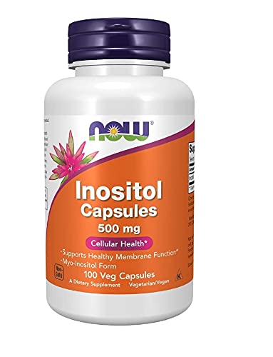 NOW Foods Inositol capsules close-up showcasing easy daily supplementation.