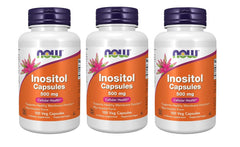 Three-pack NOW Foods Inositol display for a value-friendly wellness routine.