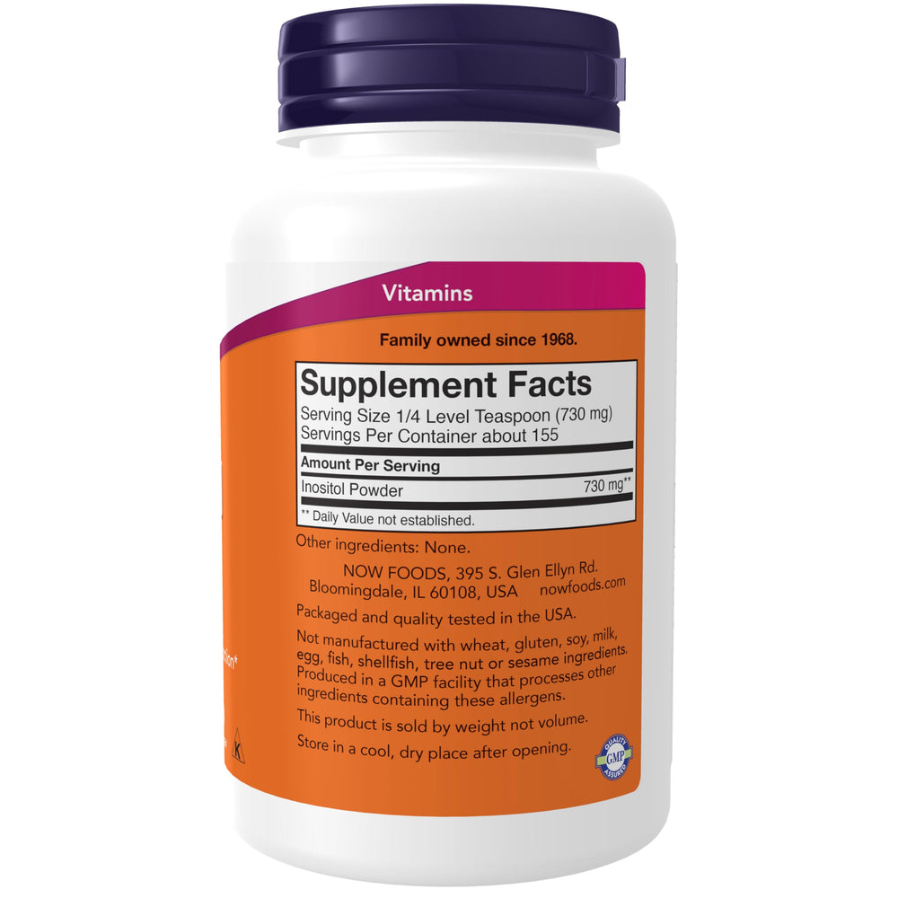 NOW Foods Inositol Powder, cucharilla medidora, facilita uso diario y dosificación.