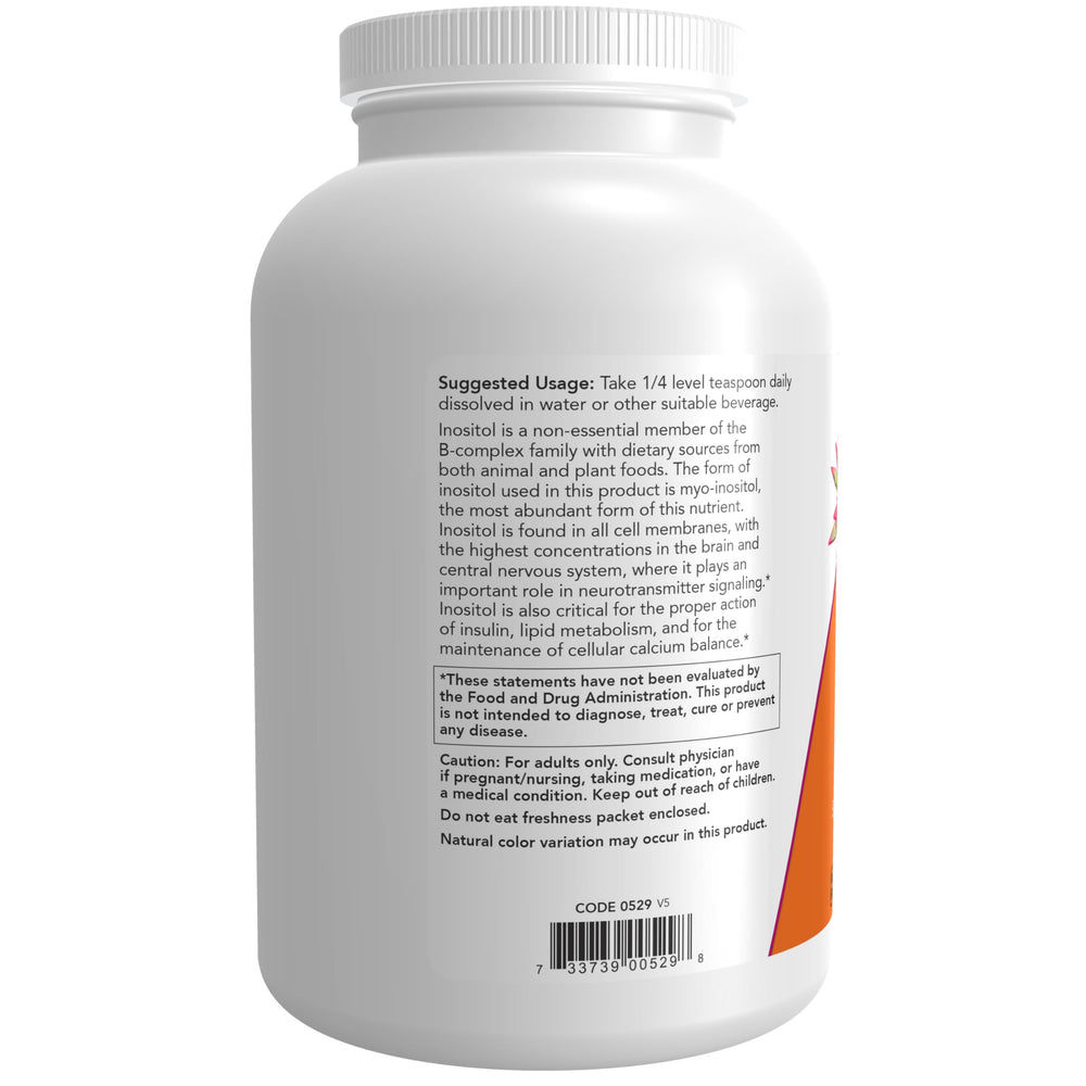 NOW Foods Inositol powder label shows vegan and non-GMO attributes