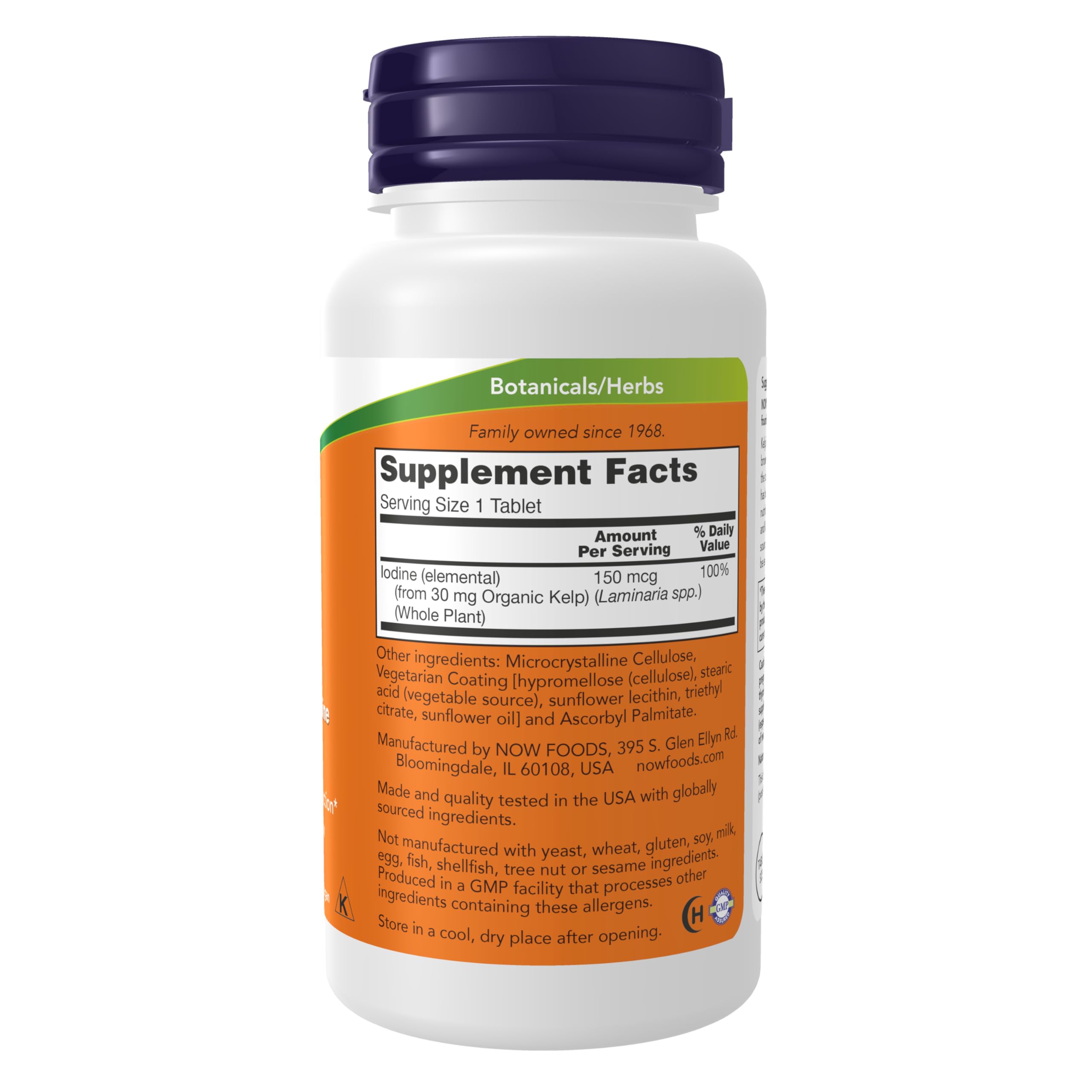 NOW Foods Kelp 150 mcg easier-to-swallow tablets designed for convenient daily intake.