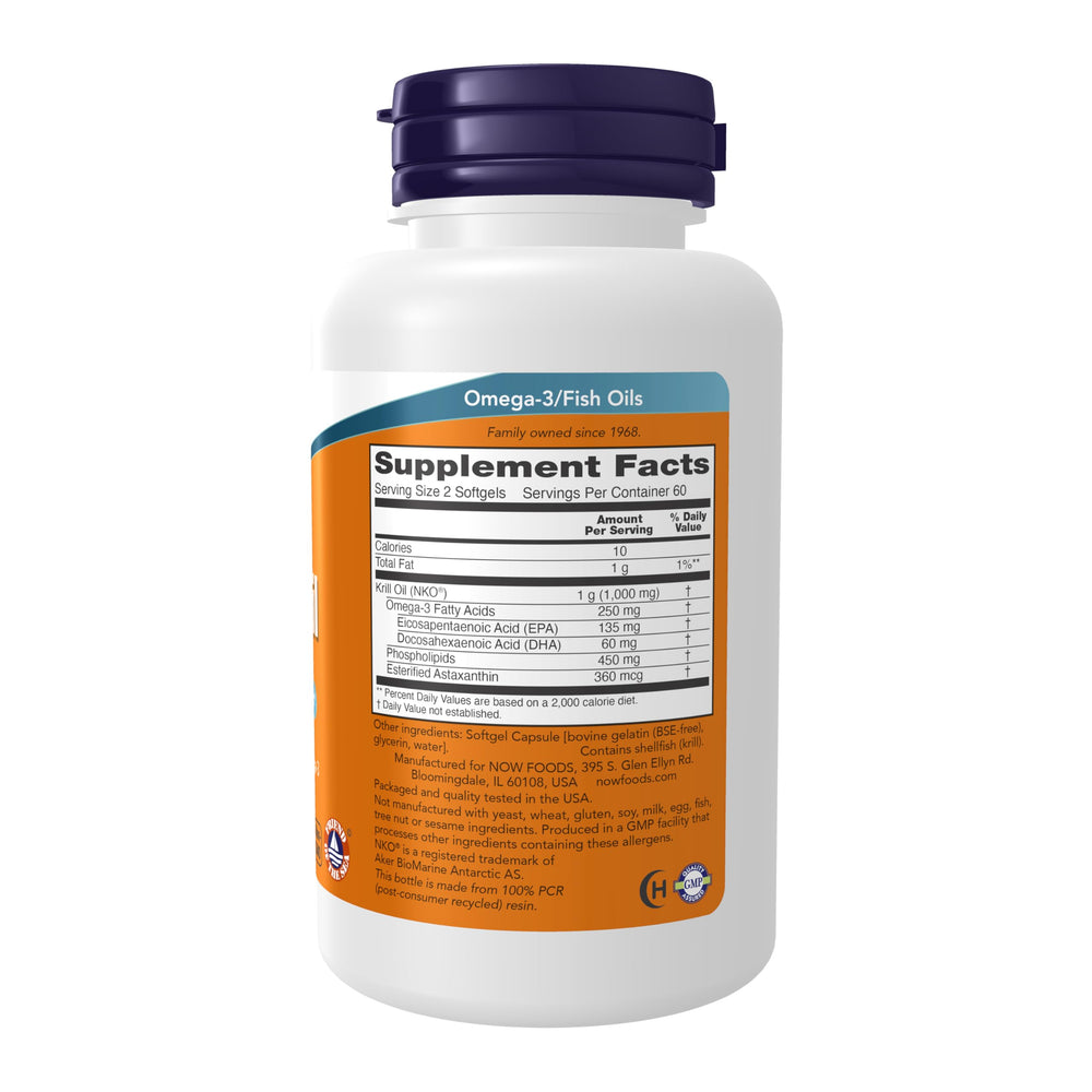 NOW Foods Krill Oil 500 mg softgels close-up highlighting high bioavailability
