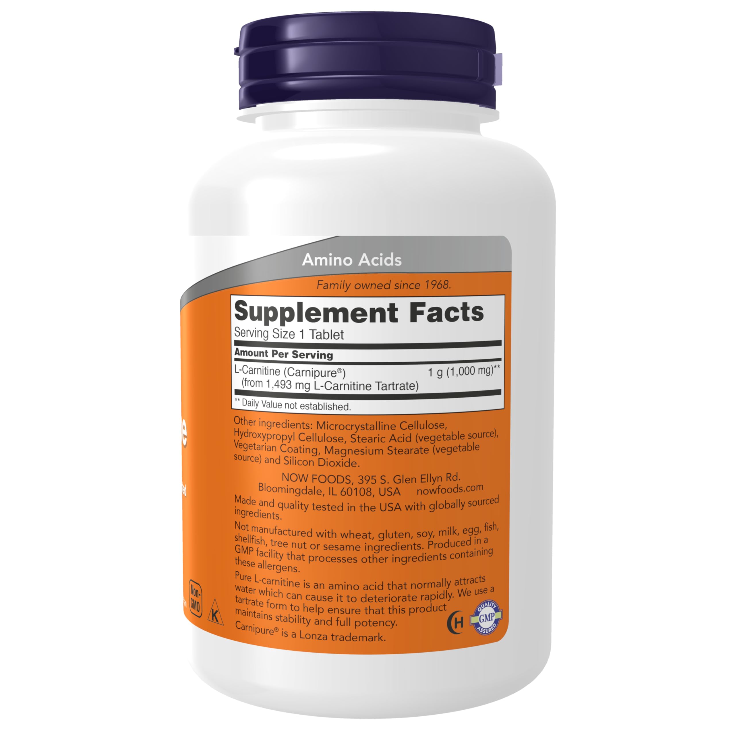 NOW Foods L-Carnitine 1,000 mg capsules closeup for convenient daily use