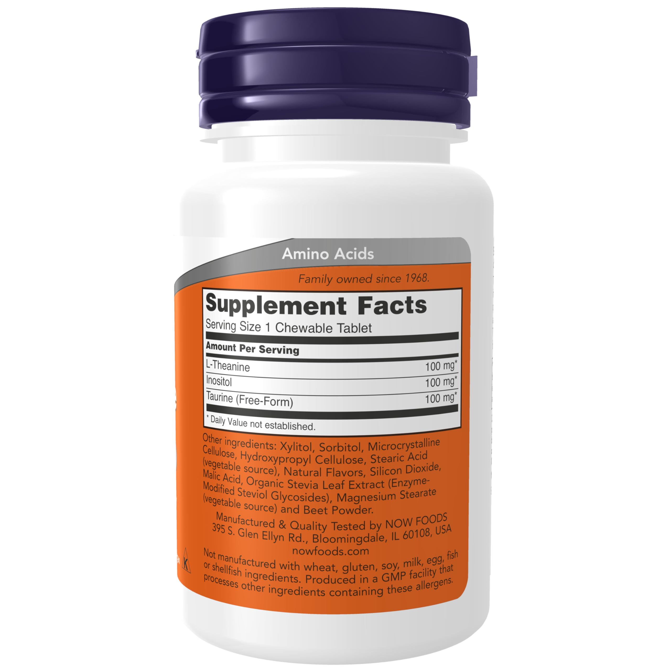 NOW Foods L-Theanine berry chew closeup shows texture and berry flavor for easy use