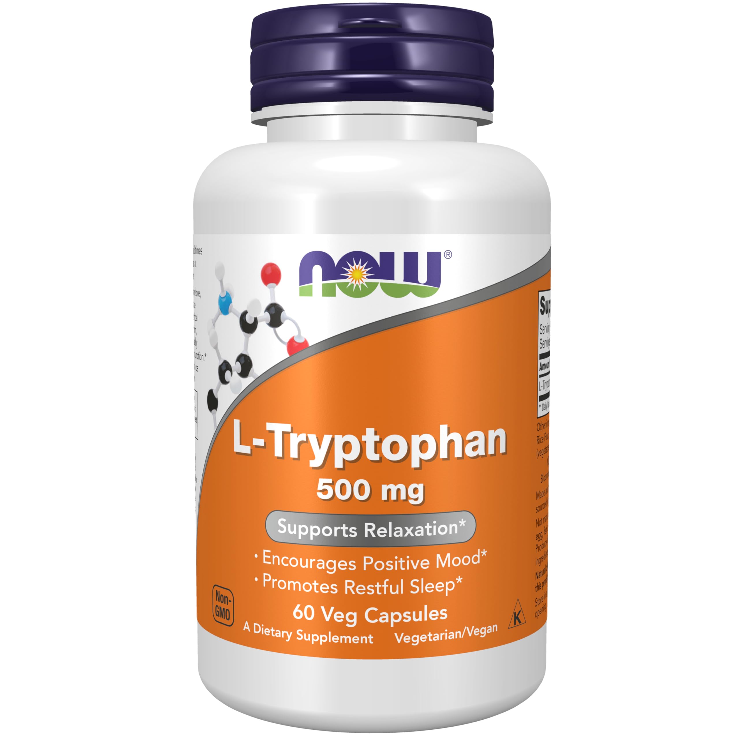 NOW Foods L-Tryptophan bottle on shelf supports daily mood and sleep.
