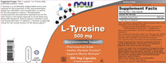NOW Foods L-Tyrosine 500mg two-pack box on display