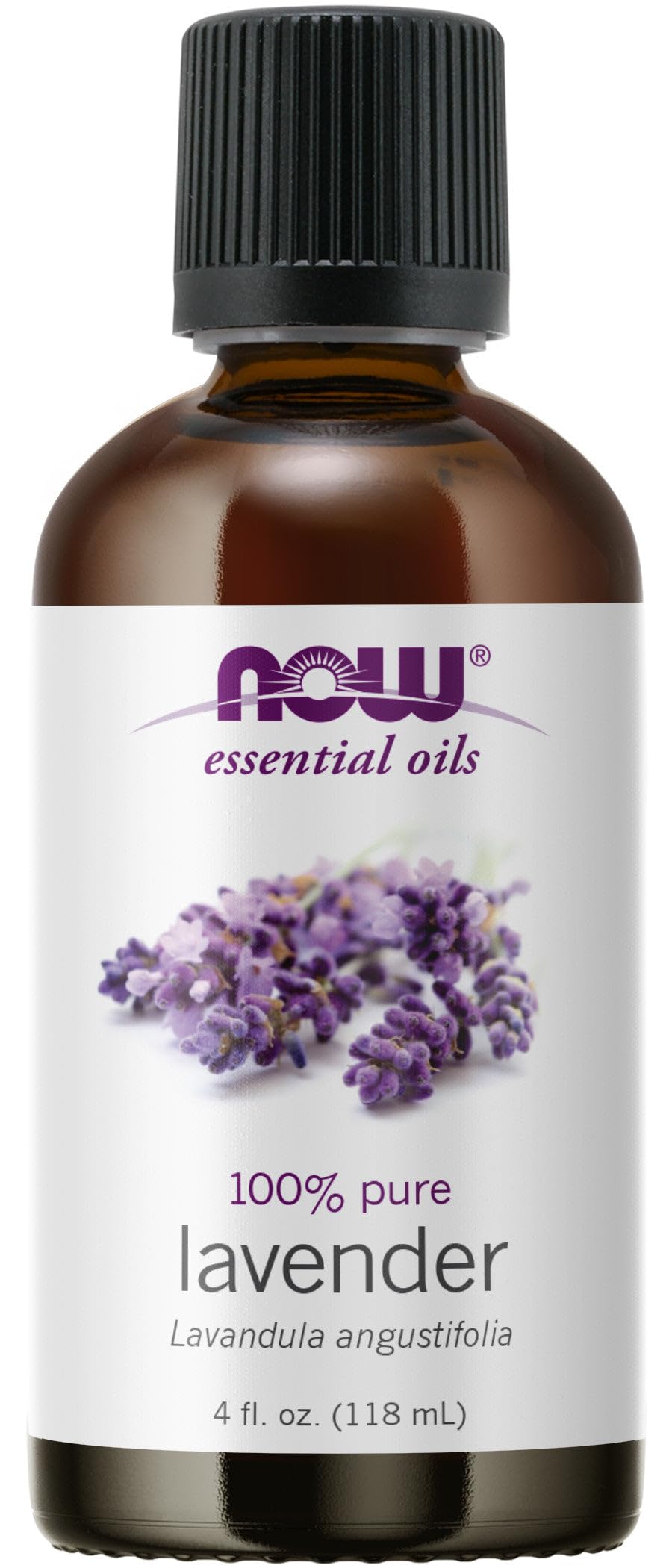 NOW Foods Lavender Oil 4oz bottle for aromatherapy and fragrance.