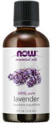 NOW Foods Lavender Oil 4oz bottle for aromatherapy and fragrance.