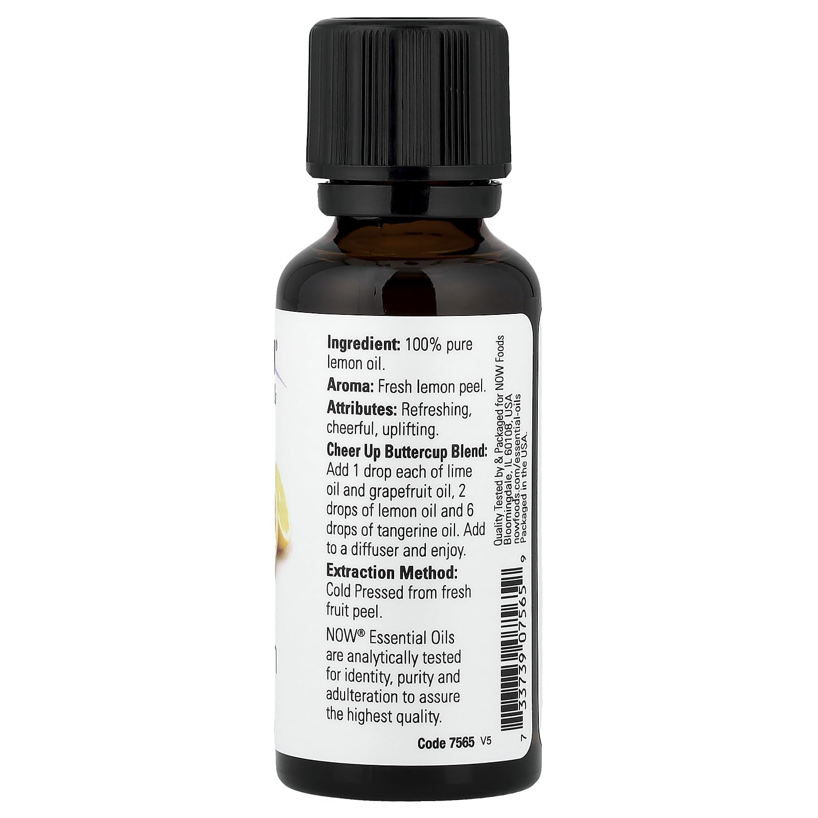 NOW Foods Lemon Essential Oil in diffuser demonstrates uplifting citrus scent.