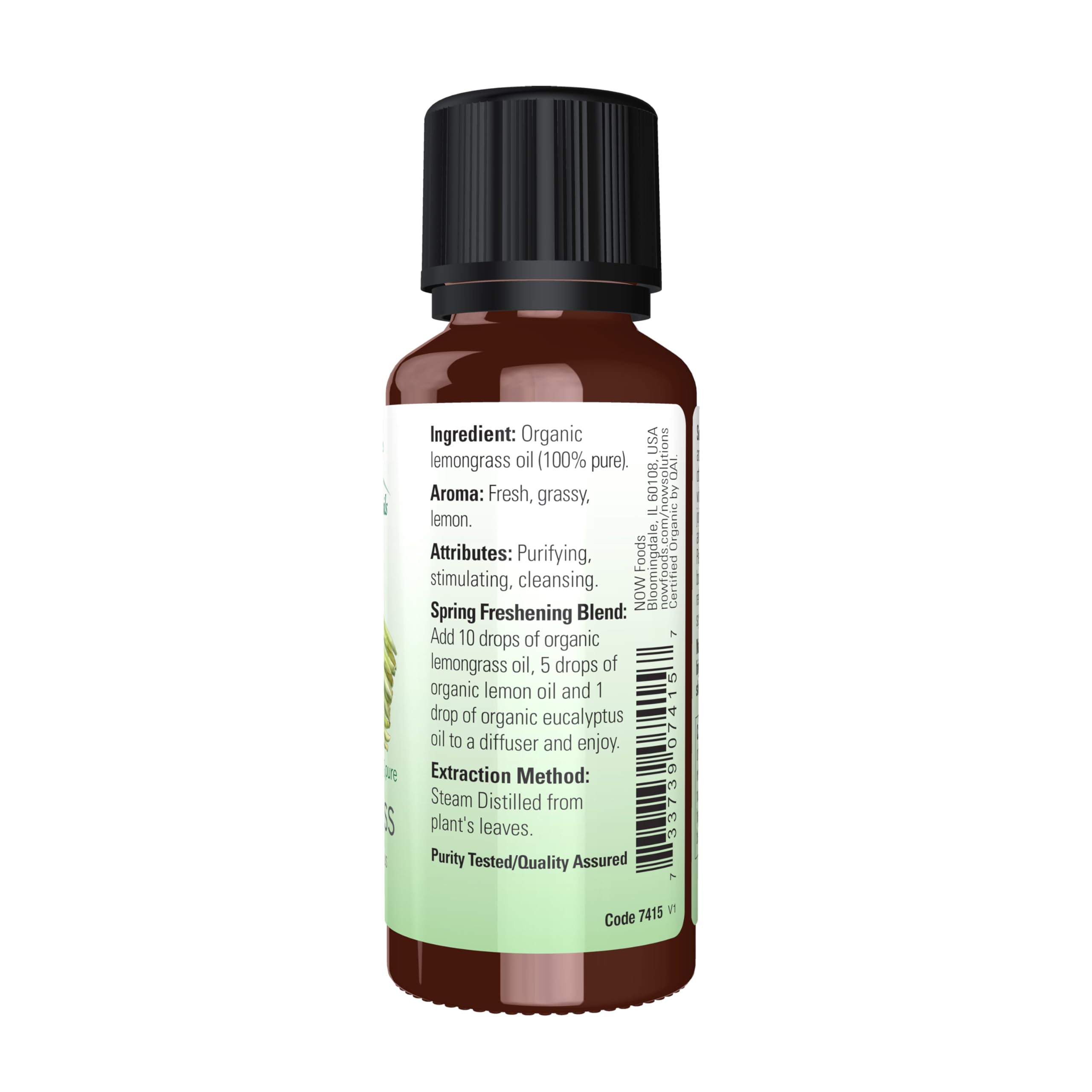 NOW Foods lemongrass oil in diffuser setup for a refreshing space.