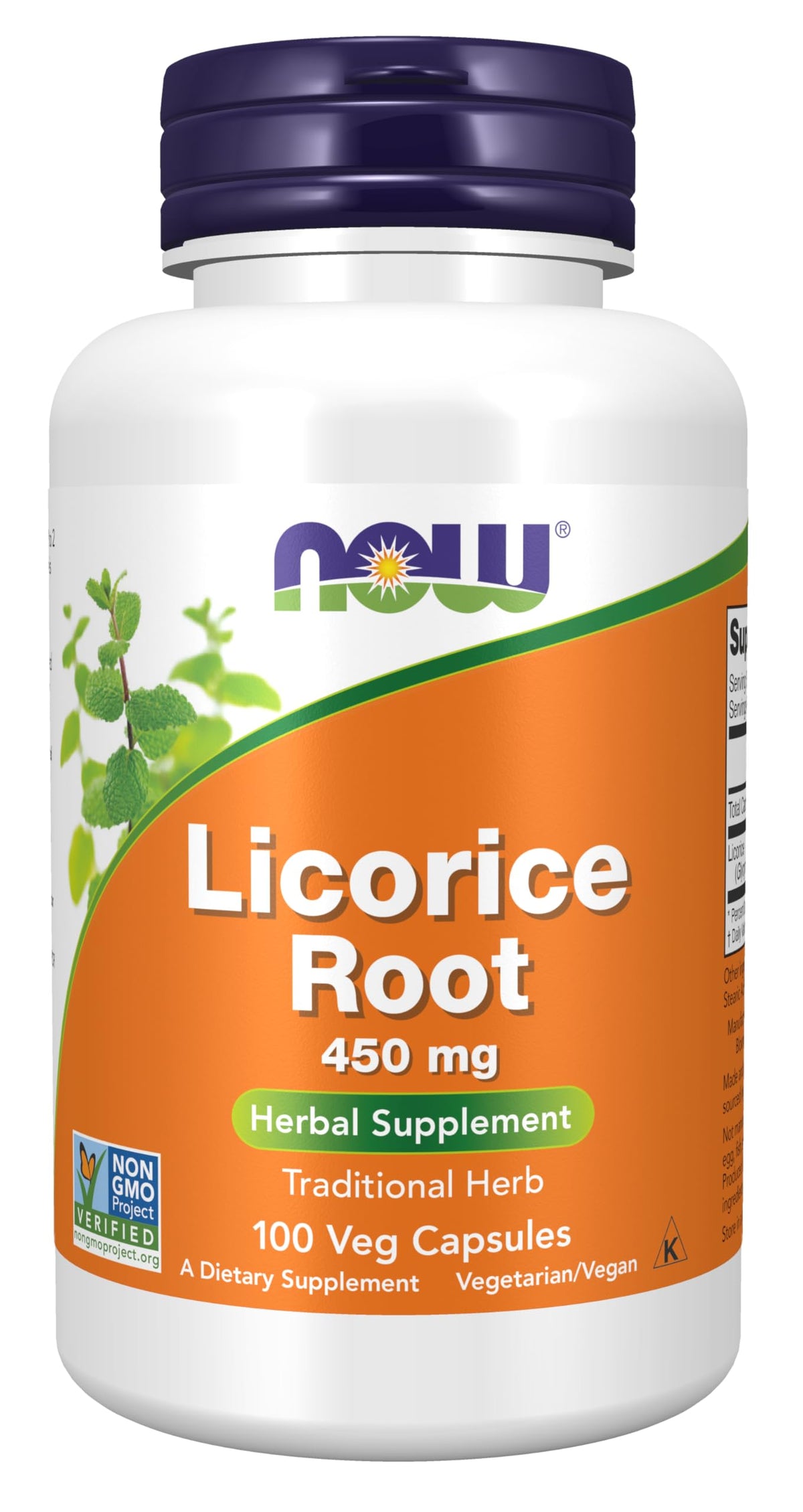 NOW Foods Licorice Root capsules bottle offering traditional herb support for daily wellness.