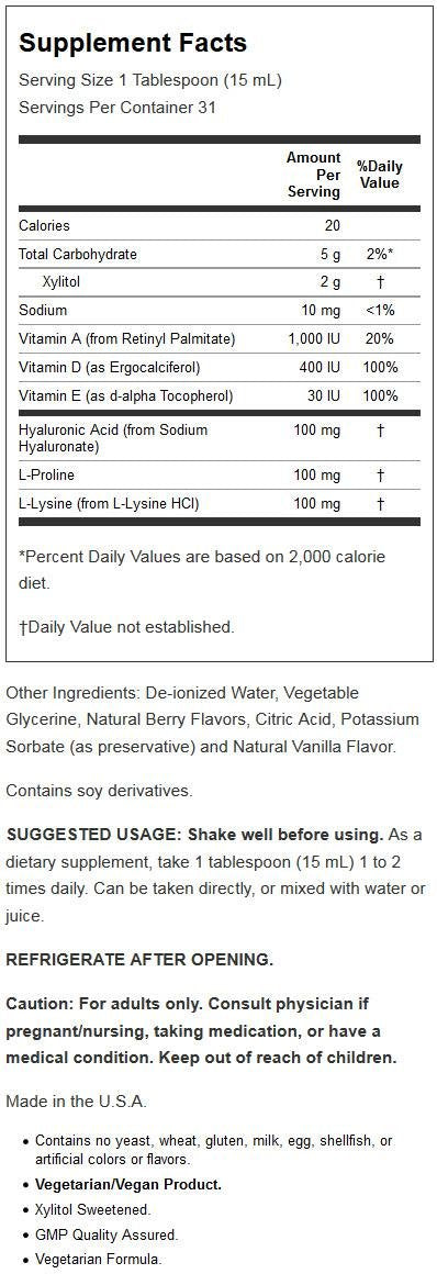 NOW Foods Liquid Hyaluronic Acid dropper shows precise dosing for on-the-go use.