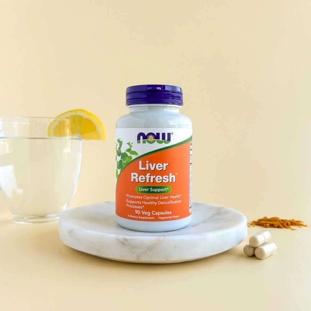 NOW Foods Liver Refresh vegan capsules ready for daily use.