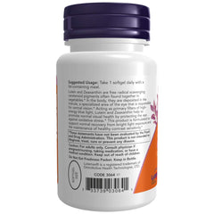 NOW Foods Lutein Zeaxanthin bottle with label highlighting Lutemax