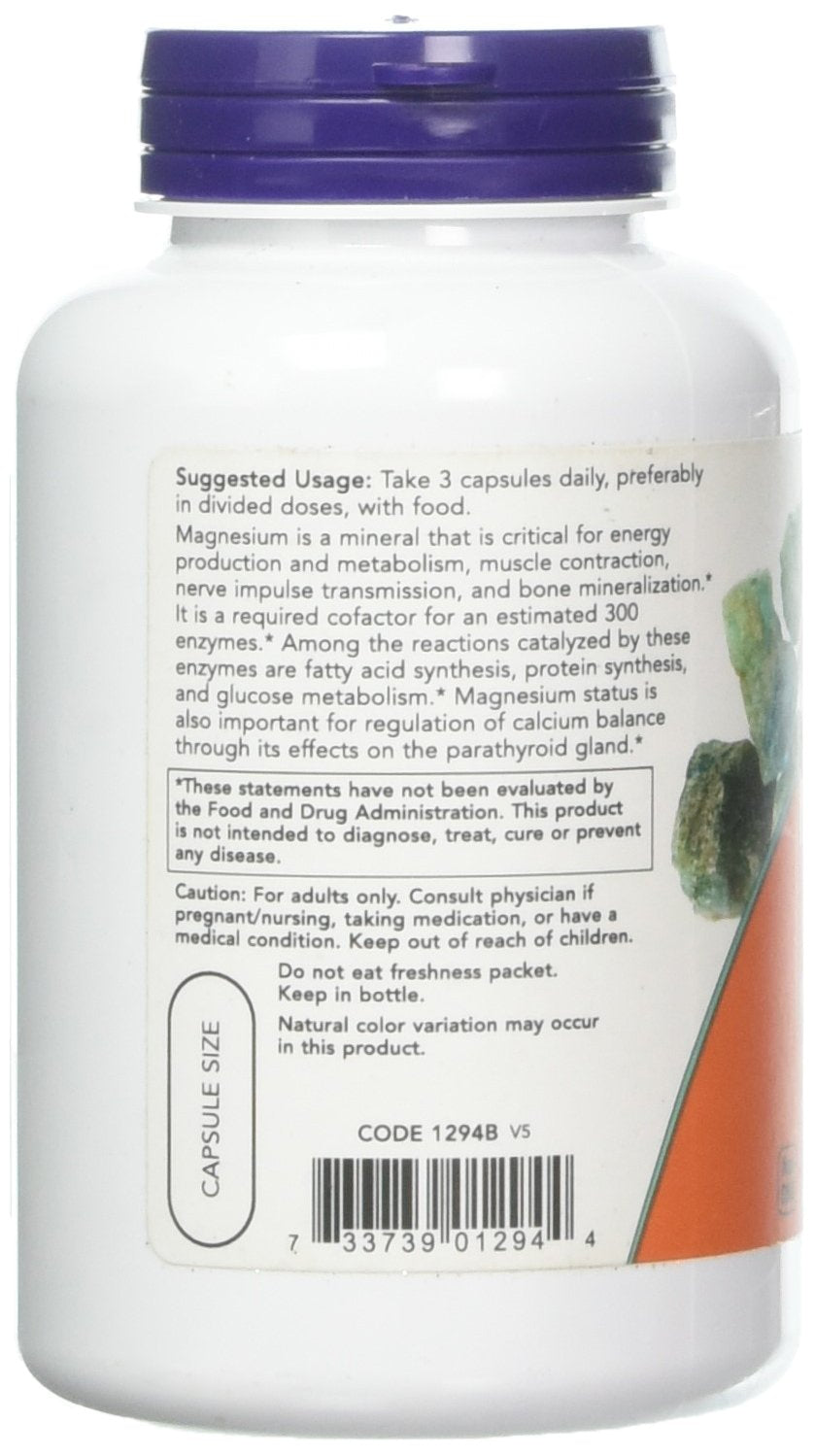 NOW Foods Magnesium Citrate caps packaging shows two bottles for value and convenience.