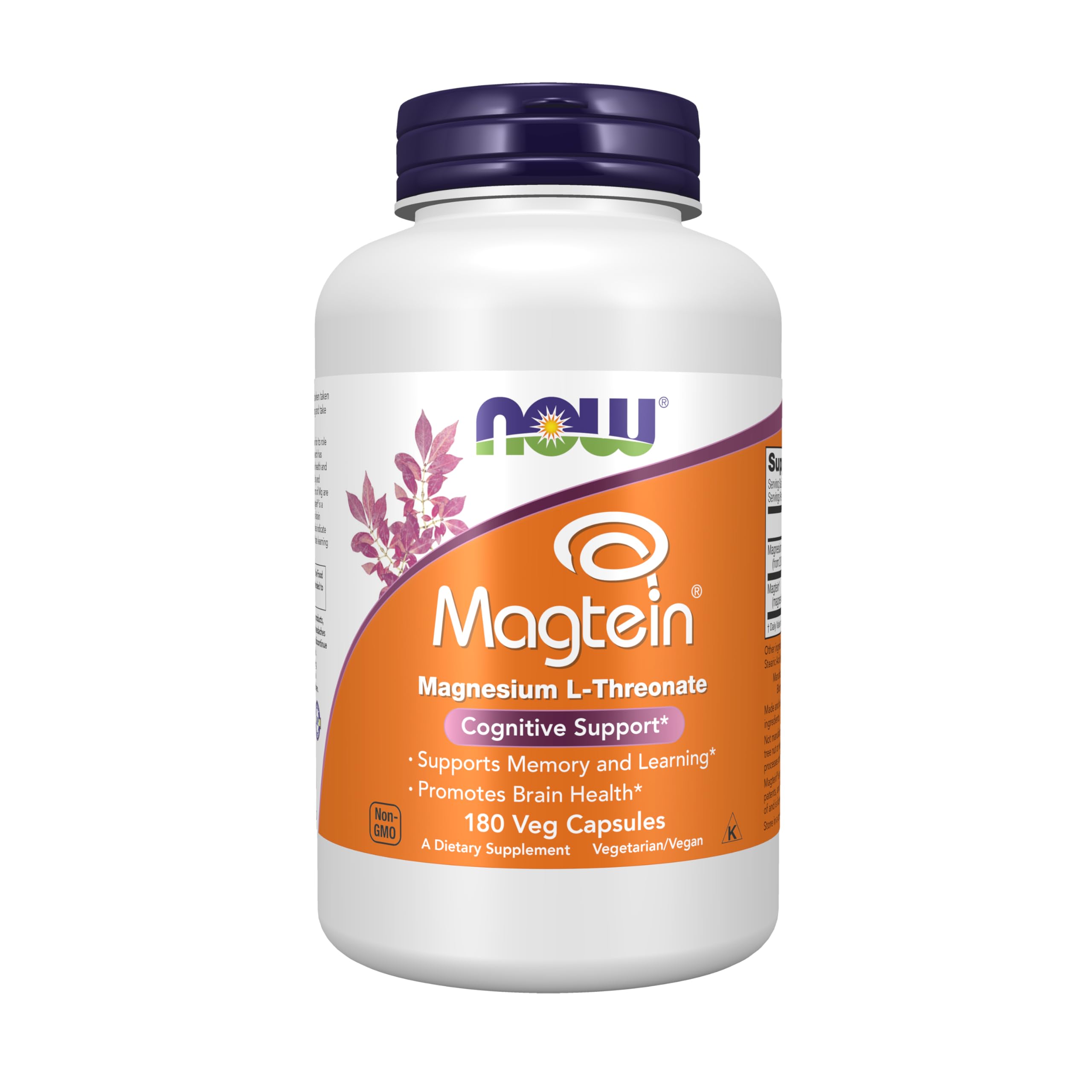 NOW Foods Magtein bottle front hints at brain health support