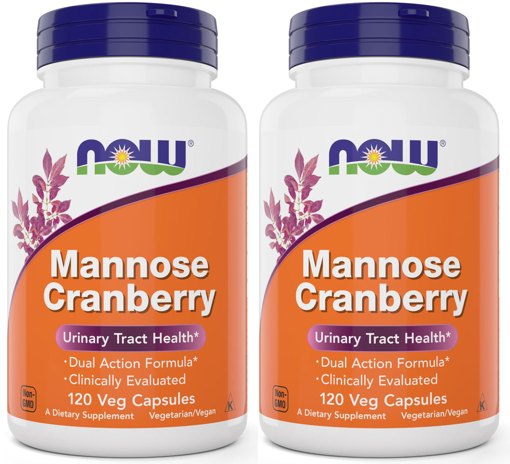 NOW Foods Mannose Cranberry bottle front showing two-in-one UT support possibilities