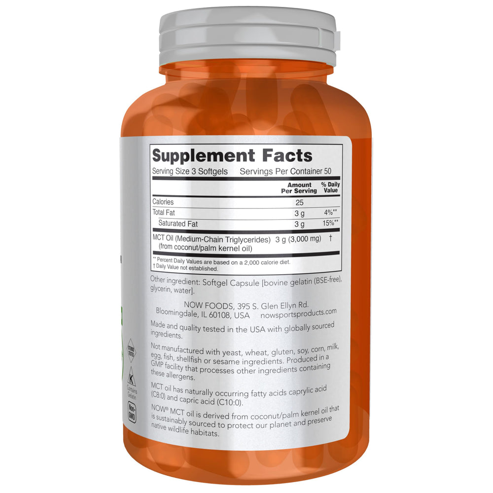 NOW Foods MCT Oil bottle pour enables easy mixing into beverages.
