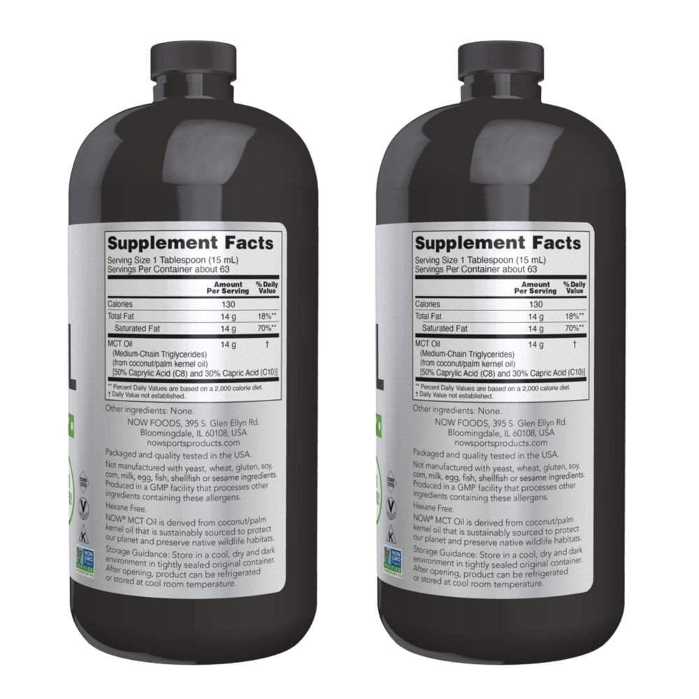 NOW Foods MCT Oil used in dressings or smoothies for quick energy.