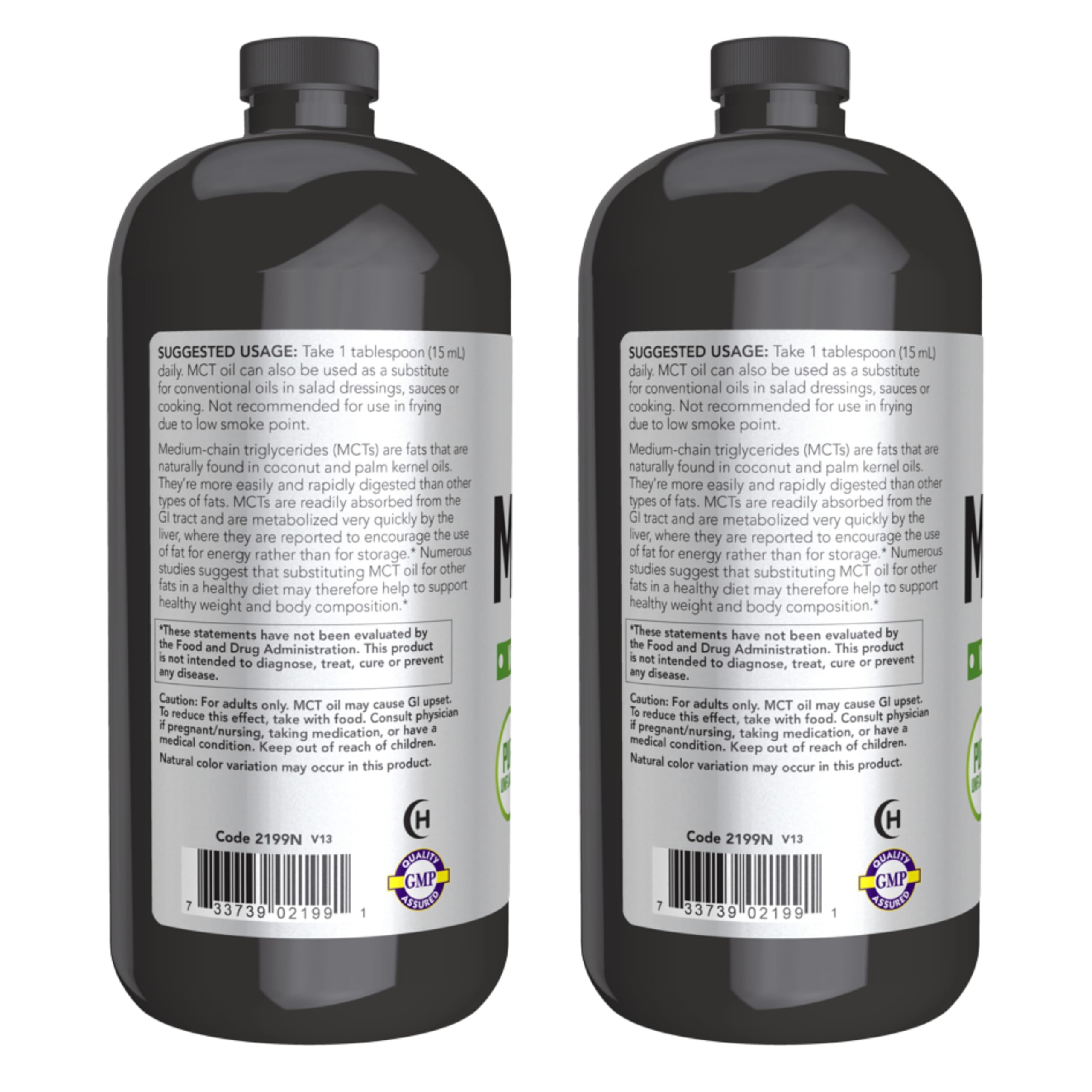 NOW Foods MCT Oil label close-up showing coconut origin and keto-friendly features.