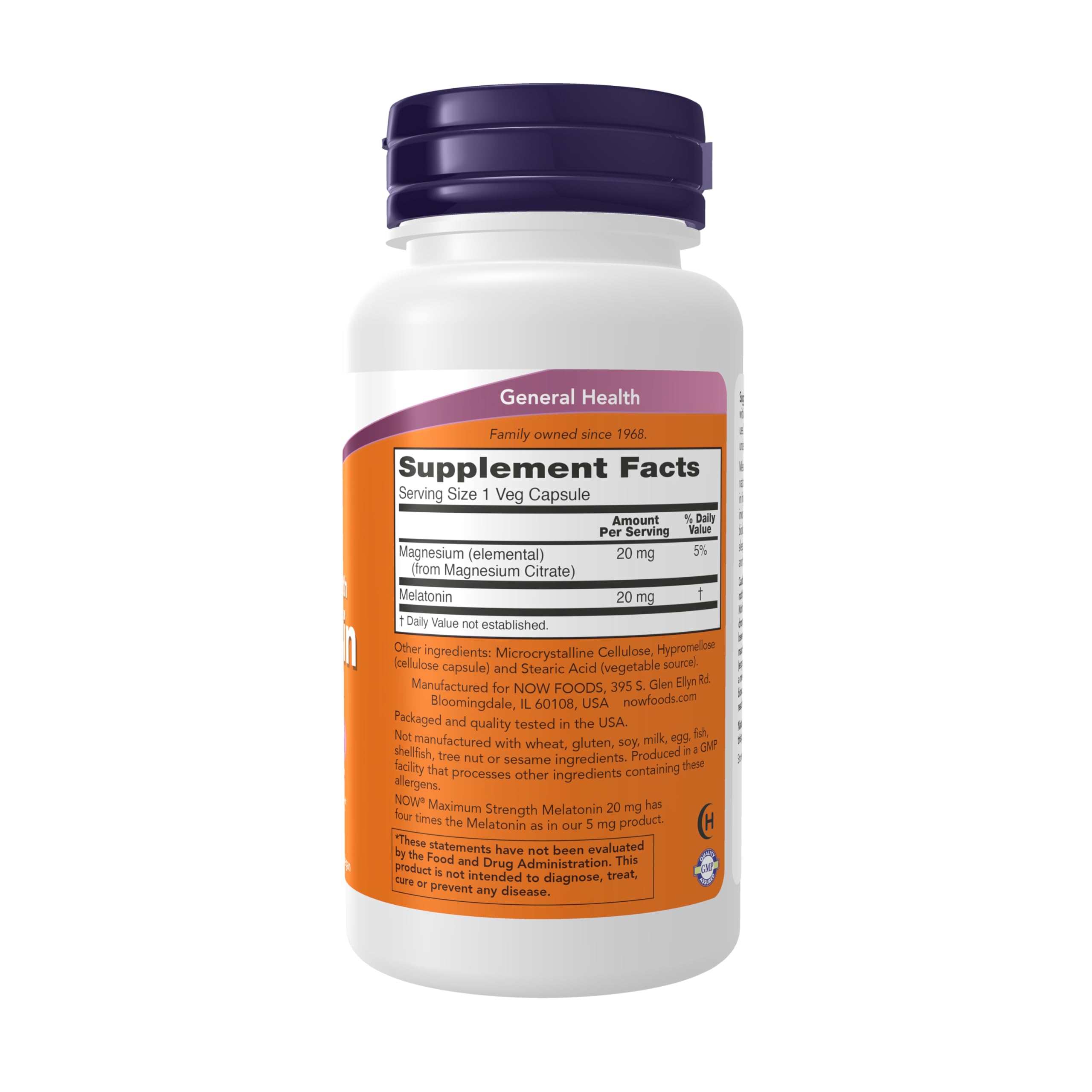 NOW Foods Melatonin 20 mg capsules soothing nightly rest