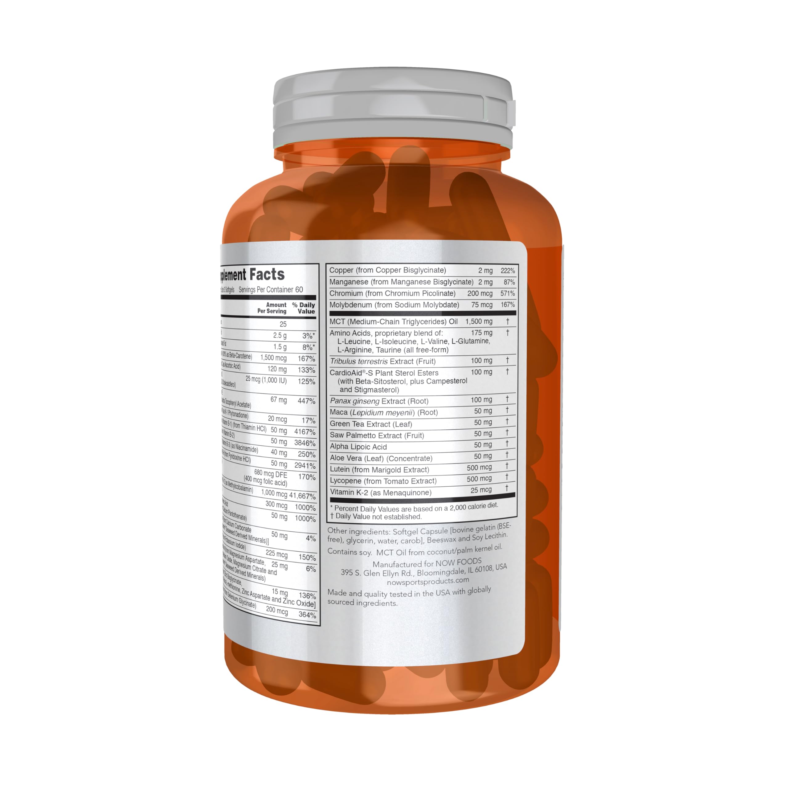 NOW Foods Men's Extreme Sports Multi softgels for convenient daily nutrition for active lifestyles.