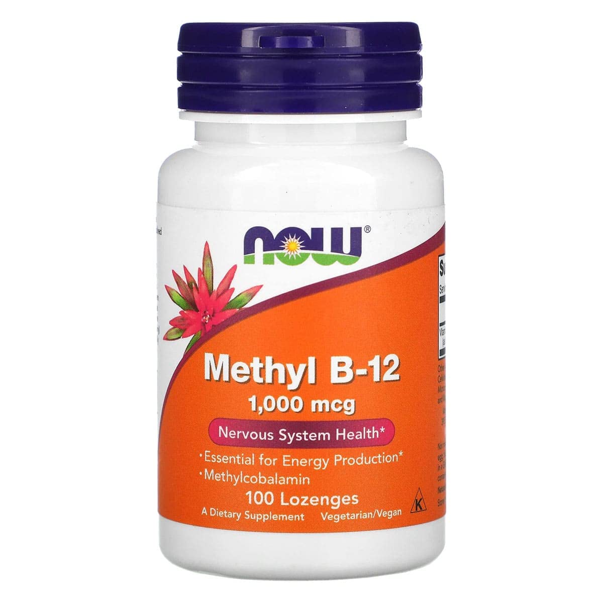 NOW Foods Methyl B-12 1000mcg lozenge pack front, convenient daily use.