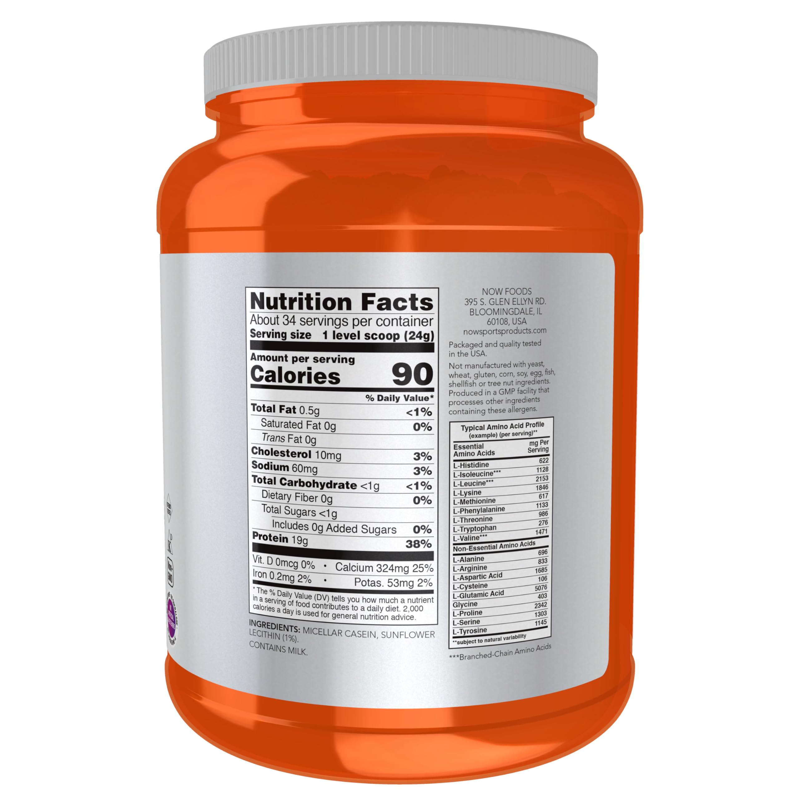 NOW Foods Micellar Casein unflavored powder ready to mix into your favorite drink.