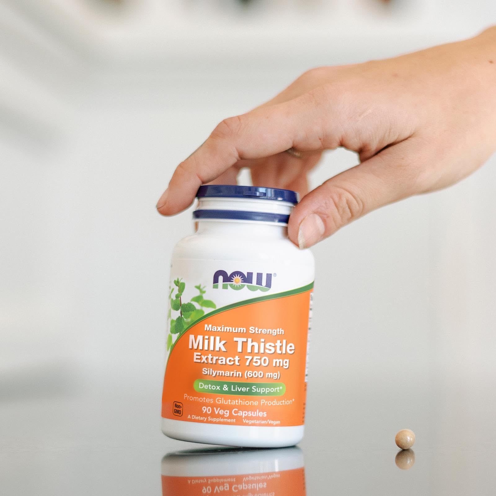 NOW Foods Milk Thistle silymarin 600mg seal highlights 600 mg extract.
