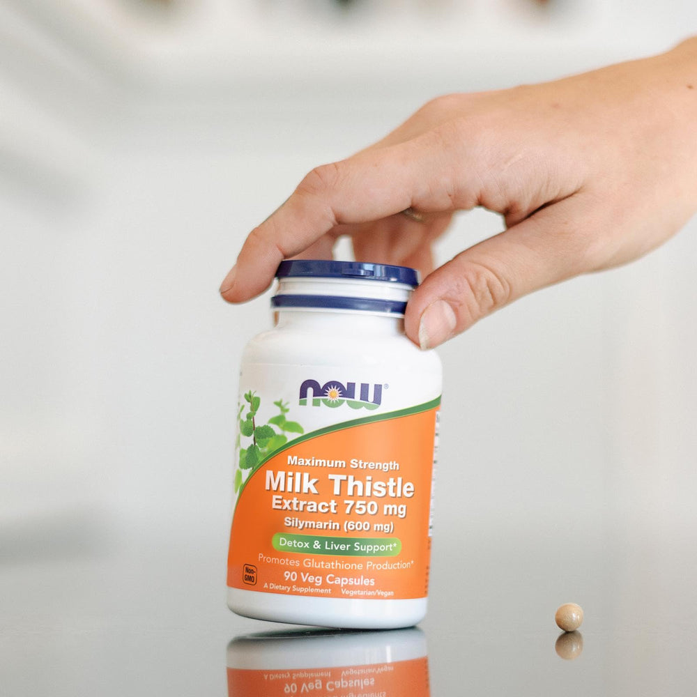NOW Foods Milk Thistle silymarin 600mg seal highlights 600 mg extract.