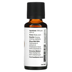 NOW Foods Myrrh essential oil diffuser image highlighting soothing scent and versatile blends.