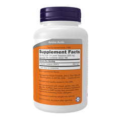 NOW Foods NAC bottle front view highlighting convenient daily supplement for immune support.
