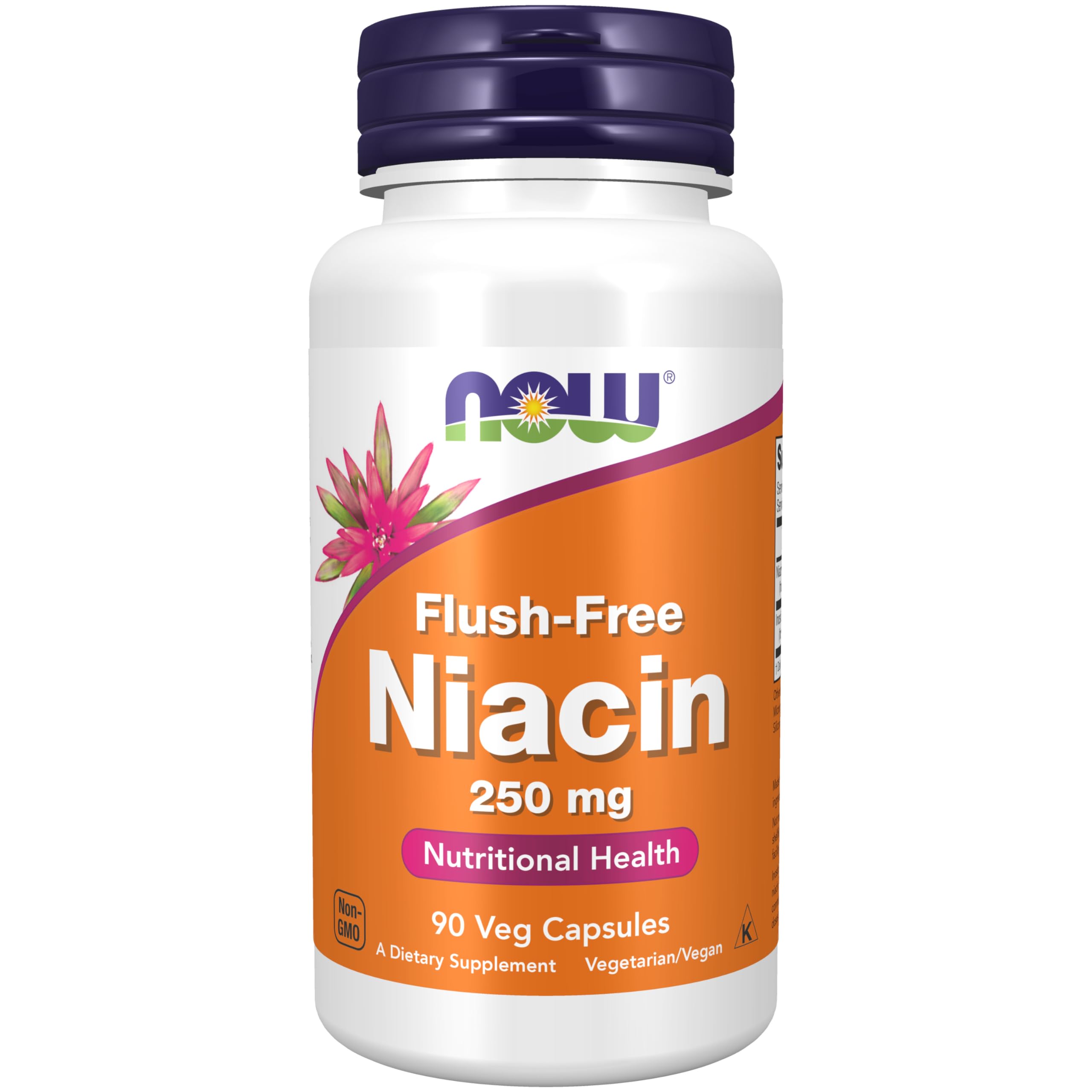 NOW Foods Niacin 250 mg bottle front view; supports daily B-3 intake