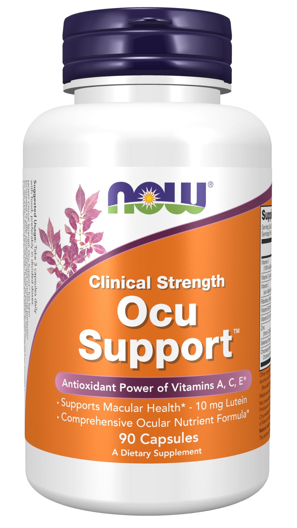 NOW Foods Ocu Support bottle with 90 vegetarian capsules for eye health