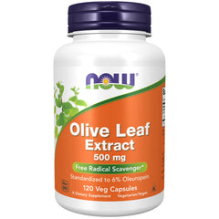 NOW Foods Olive Leaf Extract bottle highlights 6% oleuropein for daily use