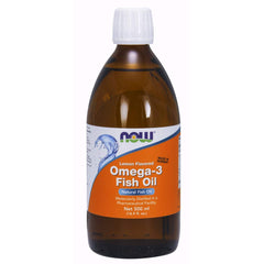 NOW Foods Omega-3 liquid lemon bottle for easy daily supplementation