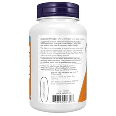 NOW Foods Omega-3 softgels close-up showing glossy capsules for daily supplementation.