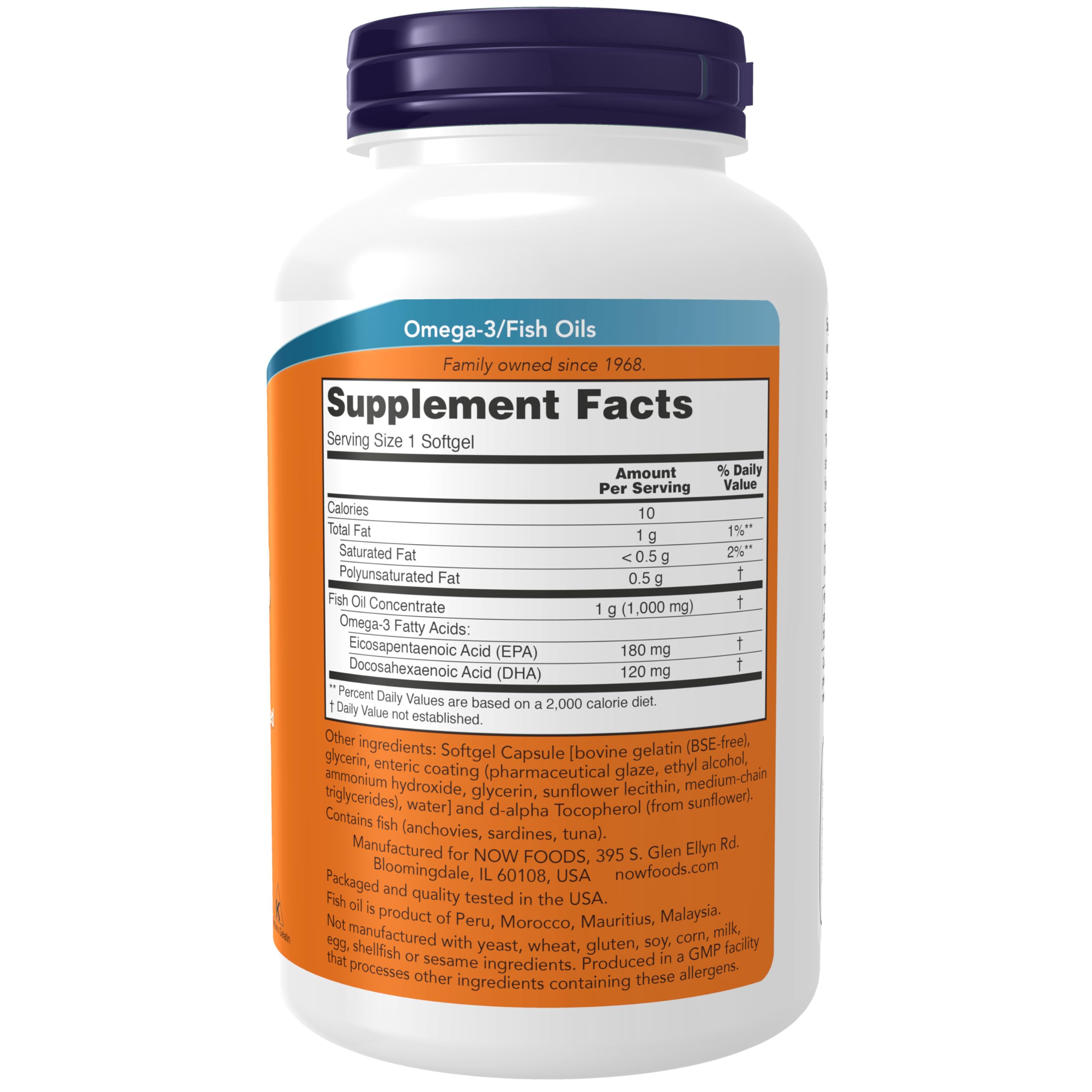 NOW Foods Omega-3 odor-controlled softgels close-up reduces fishy aftertaste