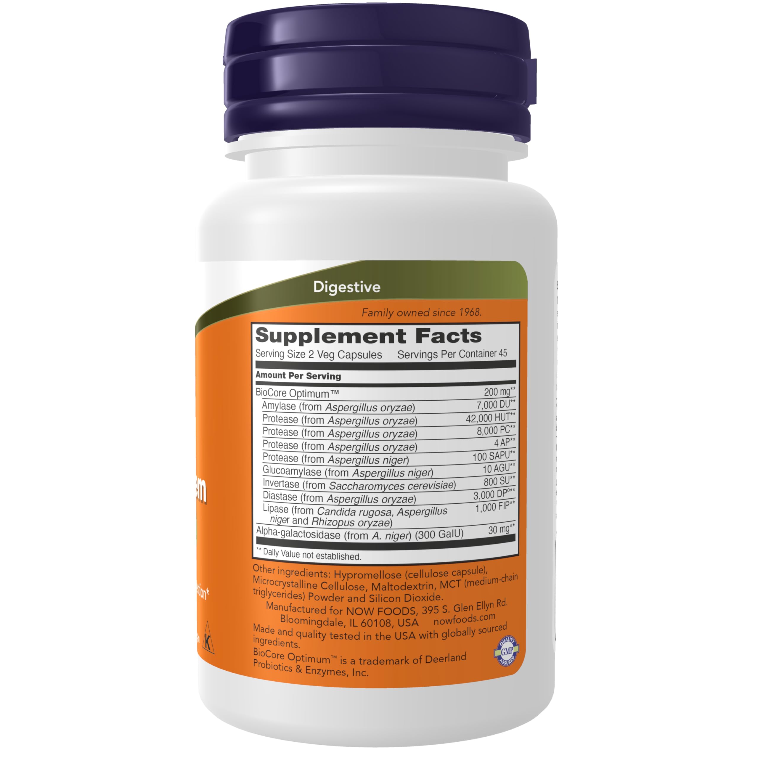 NOW Foods Optimal Digestive System capsules closeup for easy swallowing