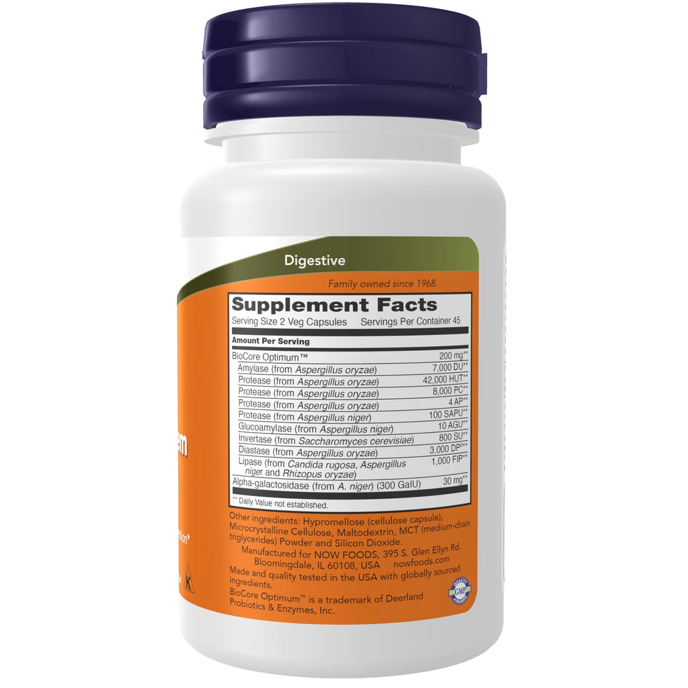 NOW Foods Optimal Digestive System capsules closeup for easy swallowing