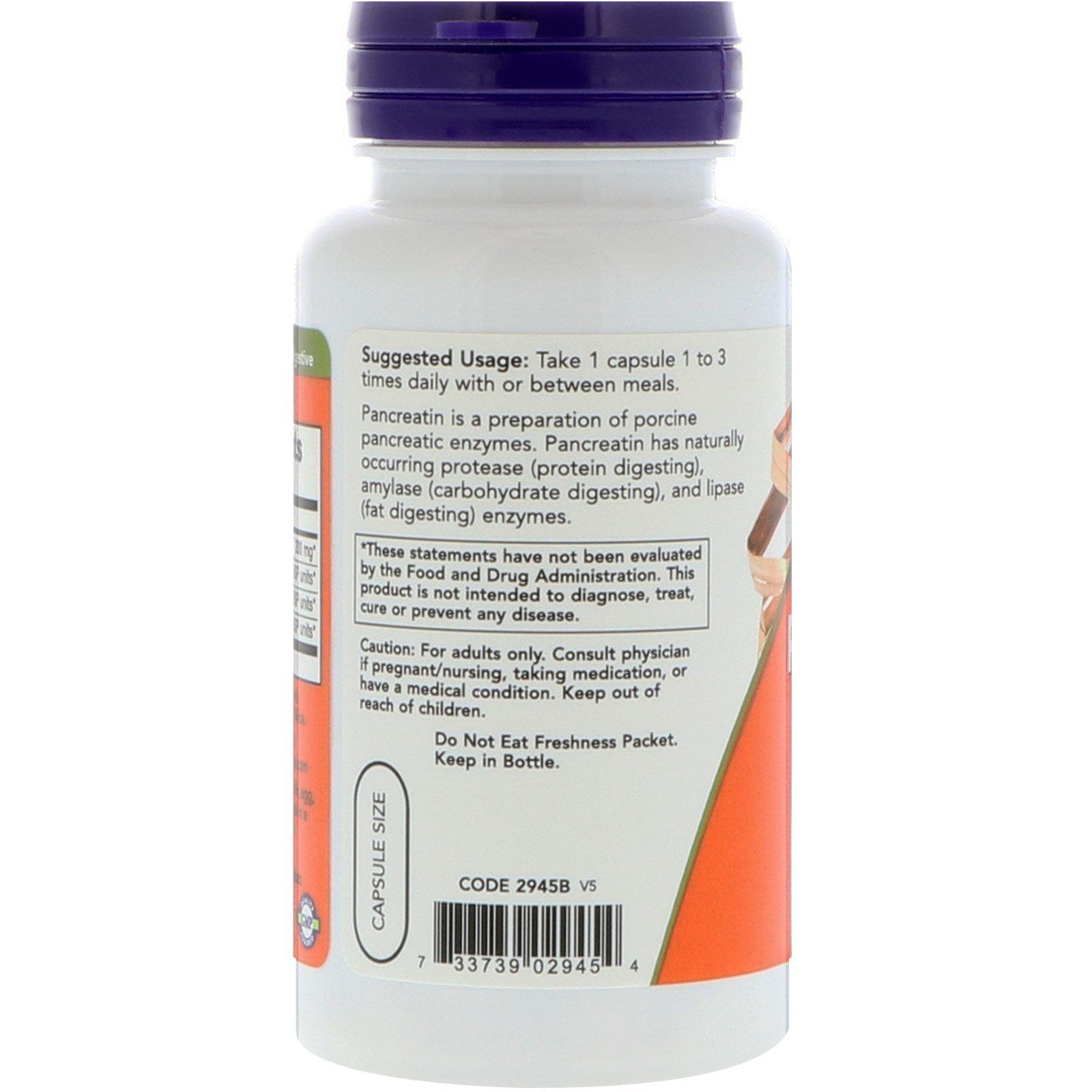 Pancreatin NOW Foods para digestión de comidas abundantes.